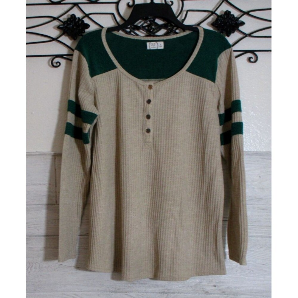 Maurices 24/7 Women's Knit Top Size M Long Sleeve Multicolored Scoop Neck